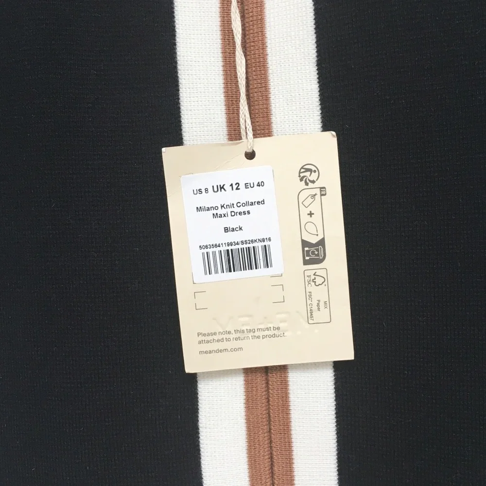 NWT! ME+EM Collared Contrast-Stripe Merino Wool-Blend Maxi Dress - Picture 3 of 6